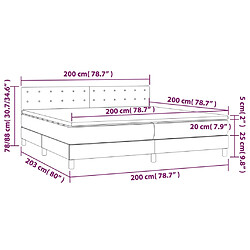 vidaXL Sommier à lattes de lit et matelas et LED Taupe 200x200cm Tissu pas cher