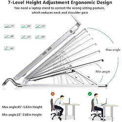 Universal Support d'ordinateur portable, porte-ordinateur portables portables pliables, colonne d'ordinateur portable ventilée avec hauteur de réglage de 7 angles, aluminium antidérapant