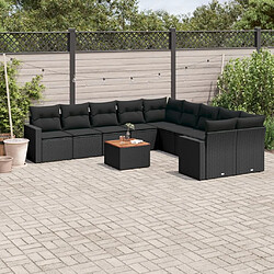 Maison Chic Salon de jardin 11 pcs avec coussins, Ensemble Tables et chaises d'extérieur noir résine tressée -GKD429660