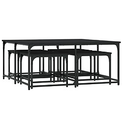 vidaXL Tables basses gigognes 5 pcs noir bois d'ingénierie