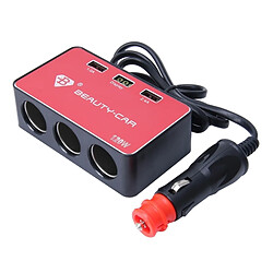 Wewoo BEAUTY-CAR B-085 ABS Shell 120W 3 Sockets voiture allume-cigare Chargeur de avec 3.4A Dual USB Ports et Indicateur LED Affichage, Tension d'entrée / sortie: DC 10-30V / DC 5V