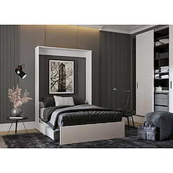 Avis Inside 75 Armoire lit escamotable DYNAMO SOFA canapé tiroirs blanc mat et microfibre gris couchage 160*200