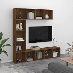 vidaXL Ensemble bibliothèque/meuble TV 3 pcs Chêne marron 180x30x180cm