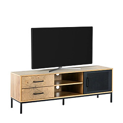 But Meuble TV L.140 cm CUTWOOD imitation chêne et noir