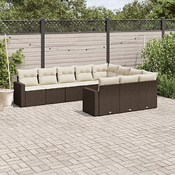 Maison Chic Salon de jardin 10 pcs avec coussins, Ensemble Tables et chaises d'extérieur marron résine tressée -GKD107339