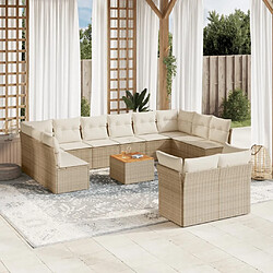 Maison Chic Salon de jardin avec coussins 13 pcs | Ensemble de Table et chaises | Mobilier d'Extérieur beige résine tressée -GKD79336