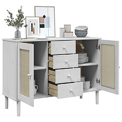 Avis vidaXL Buffet SENJA aspect rotin blanc 112x40x80cm bois massif de pin