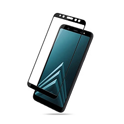 Protecteur écran en verre trempé impression en soie pleine colle plein écran de taille noir pour votre Samsung Galaxy A6 (2018)