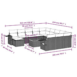 Avis Maison Chic Salon de jardin avec coussins 13 pcs, Ensemble Tables et chaises de jardin, noir résine tressée -GKD351888