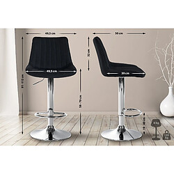 Non Lot de 2 tabourets de bar Toni tissu chrome