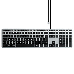 Clavier USB C Filaire Azerty Pavé Numérique Rétroéclairé Satechi Slim W3 Gris 