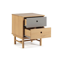 Vs Venta-Stock Table de chevet Magnus 2 tiroirs, bois massif