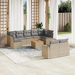 vidaXL Salon de jardin et coussins 10 pcs mélange beige résine tressée 