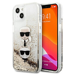 karl lagerfeld klhcp13skicgld iphone 13 mini 5,4" zloty/gold coque dur liquid glitter karl&choupette head 