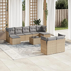 Maison Chic Salon de jardin avec coussins 10 pcs | Ensemble de Table et chaises | Mobilier d'Extérieur beige résine tressée -GKD72569