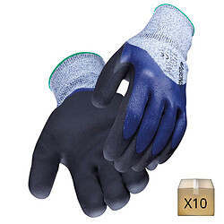 SINGER Lot de 10 paires de gants de sécurité en PE Nitrile anti coupure Gripcut EN388 EN407