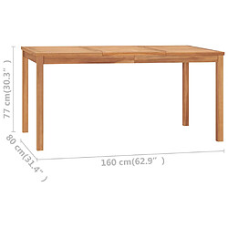 vidaXL Table à dîner de jardin 160x80x77 cm Bois de teck solide pas cher