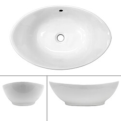 Ecd Germany Lavabo vasque évier lave-main salle de bain ovale en céramique blanc 590x390mm