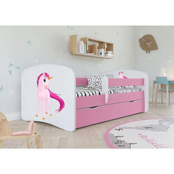 Lit Babydreams licorne blanche sans tiroir, matelas 140/70 