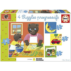 Educa Borras Puzzle - EDUCA - Petit Ours Brun : 4 puzzles progressifs pour enfants de 12 a 25 pieces des 3 ans