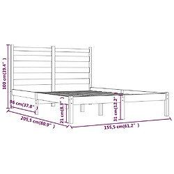 vidaXL Cadre de lit sans matelas noir bois de pin massif pas cher