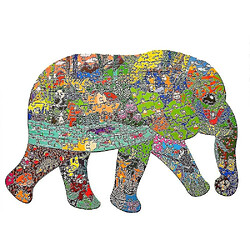 Universal Puzzle éléphant en forme d'animal puzzle 200 pièces mur décoration de la maison 