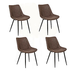 Atmosphera, Createur D'Interieur Lot de 4 chaises Olwen - Marron