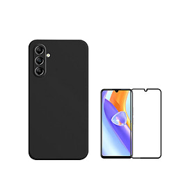 Kit de film en verre trempé de la couverture de 5D + couvercle de silicone liquide Phonecare pour Samsung Galaxy A15 - le noir 