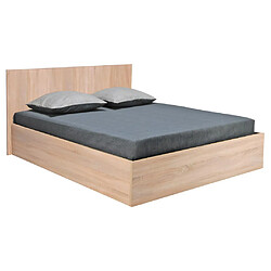 Avis Vente-Unique Lit coffre 140 x 190 cm - Coloris : Naturel + Matelas - ELPHEGE