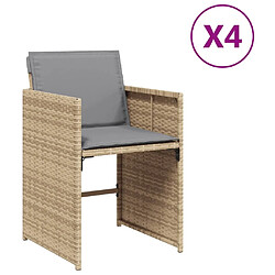 Maison Chic Lot de 4 Chaises de jardin avec coussins | chaises Relax d'extérieur mélange beige -GKD15145