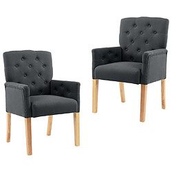 vidaXL Chaises à manger avec accoudoirs lot de 2 gris tissu 