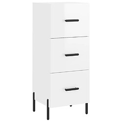 Maison Chic Buffet,Meuble de Rangement,commode pour salon,Cuisine Blanc brillant 34,5x34x180 cm Bois d'ingénierie -MN46985 pas cher