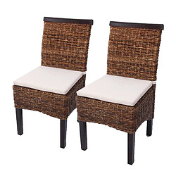 Mendler Lot de 2 chaises M45, banane tressée, 47x54x93cm ~ pieds foncés, avec coussin 