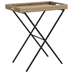 vidaXL Table à plateau pliable beige 65x40x75 cm résine tressée