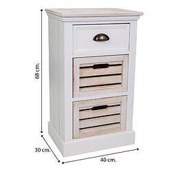 Pegane Chiffonnier, meuble de rangement en bois avec 3 tiroirs coloris blanc - Longueur 40 x Profondeur 30 x Hauteur 78 cm