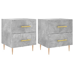 vidaXL Tables de chevet 2pcs gris béton 40x35x47,5cm bois d’ingénierie