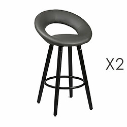 Mes Lot de 2 tabourets de bar 53x46x86 cm gris et anthracite - MEDFORD