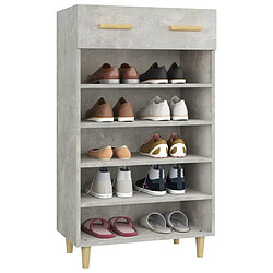 Avis vidaXL Armoire à chaussures Gris béton 60x35x105 cm Bois d'ingénierie