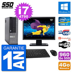 PC Dell 9020 SFF Ecran 19" Intel Core i7-4790 RAM 4Go SSD 960Go Windows 10 Wifi · Occasion 