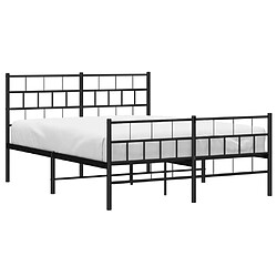 Avis Maison Chic Lit adulte - Lit simple Cadre de lit métal avec tête de lit/pied de lit,Structure du lit Contemporain pour chambre noir 135x190 cm -MN93125