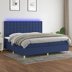 vidaXL Sommier à lattes de lit et matelas et LED Bleu 200x200 cm Tissu 