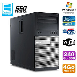 PC Tour Dell Optiplex 7010 Core I5-3470 3.2Ghz 4Go 240Go SSD DVD WIFI Win 7 · Occasion 