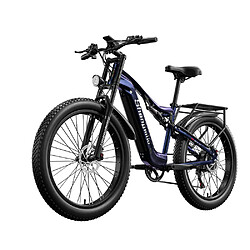 Vélo électrique à suspension complète Shengmilo Moteur de moyeu 1000 W Vélo électrique à gros pneus 17,5 Ah 840 WH 42 km/h Vélo électrique le plus rapide 26 pouces Suspension complète 90 km avec écran LCD Vélo électrique Shimano 7 vitesses MX03 Bleu 