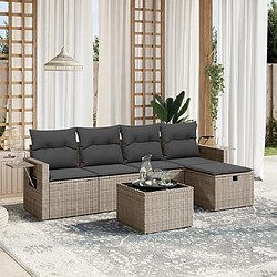 Maison Chic Ensemble Tables et chaises d'extérieur 6pcs avec coussins,Salon de jardin gris résine tressée -GKD276699