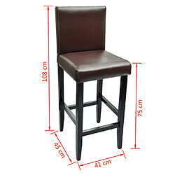 vidaXL Tabourets de bar lot de 6 marron foncé similicuir pas cher