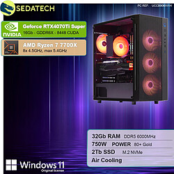 Sedatech PC Gamer Pro • AMD Ryzen 7 7700X • RTX4070Ti Super • 32Go DDR5 • 2To SSD M.2 • Windows 11