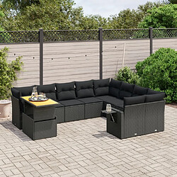 Maison Chic Salon de jardin 10 pcs avec coussins, Ensemble Tables et chaises d'extérieur noir résine tressée -GKD569952