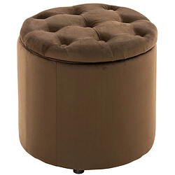 Decoshop26 Pouf tabouret coffre avec espace de rangement en tissu velours marron 42x44cm TABO10076