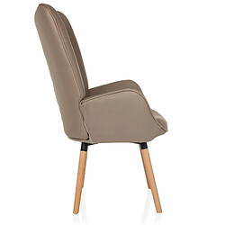 Fauteuil à oreilles / fauteuil vintage HAVENIO I tissu beige hjh LIVING pas cher