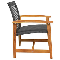 Acheter vidaXL Chaises de jardin lot de 2 noir résine tressée et bois d’acacia